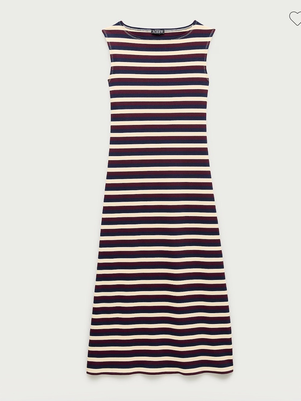 NWT J. Crew Navy, Burgundy & Cream Striped Ribbed Midi Dress XS